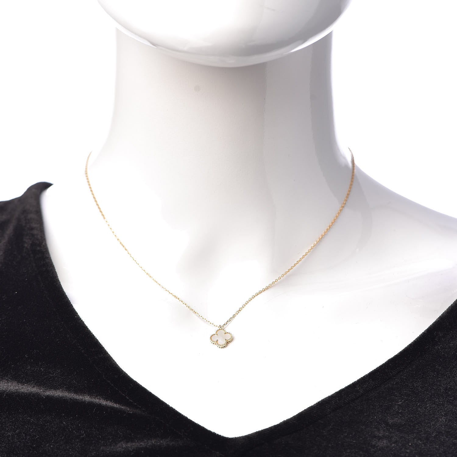 Van Cleef & Arpels 18K Yellow Gold Mother of Pearl Sweet Alhambra Pendant Necklace 2 of 7