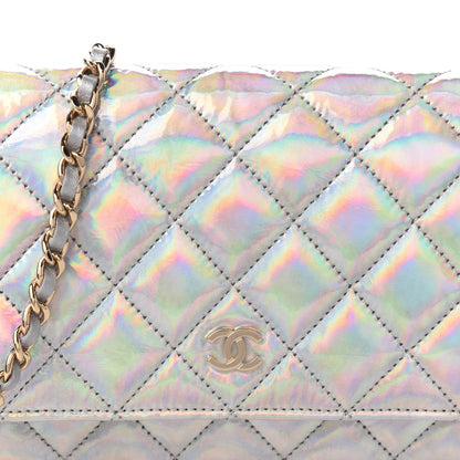 Chanel Iridescent Goatskin Quilted Wallet On Chain WOC Silver 11 of 12