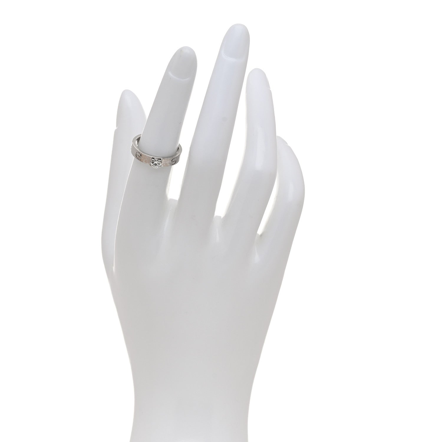 Cartier 18K White Gold Diamond .23ct LOVE Solitaire Engagement Ring 51 5.75 2 of 5