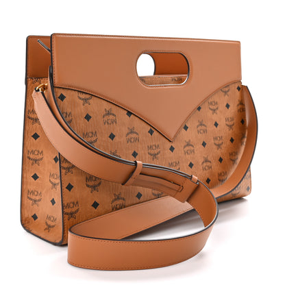 MCM Visetos Calfskin Medium Diamond Tote Cognac 3 of 9