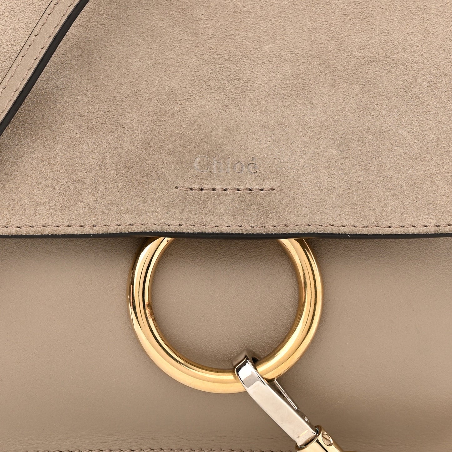 Calfskin Suede Mini Chain Faye Shoulder Bag Motty Grey