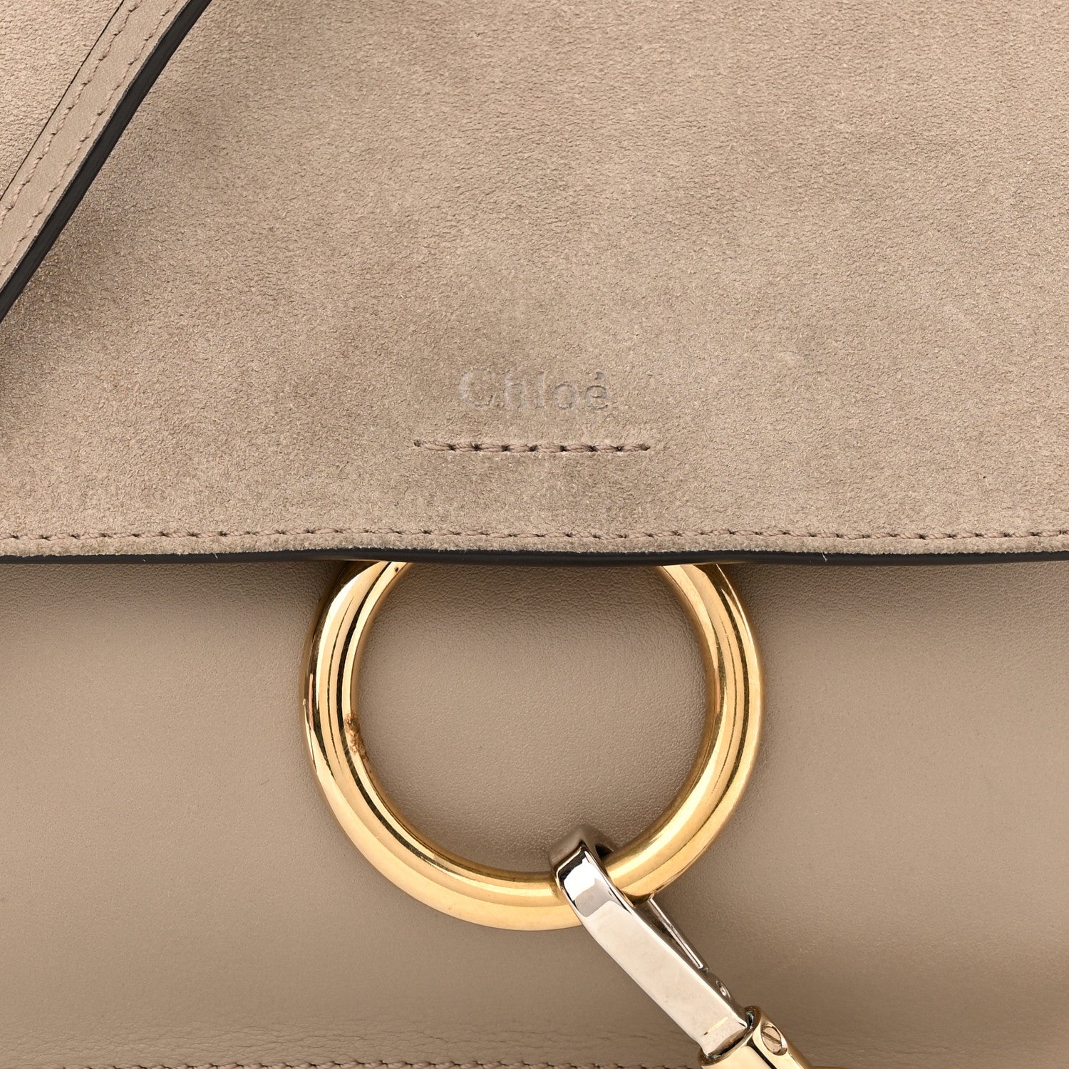 Chloe Calfskin Suede Mini Chain Faye Shoulder Bag Motty Grey 7 of 11