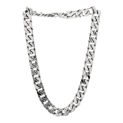 Louis Vuitton Metal Monogram Etched LV Chain Links Necklace Silver 3 of 4