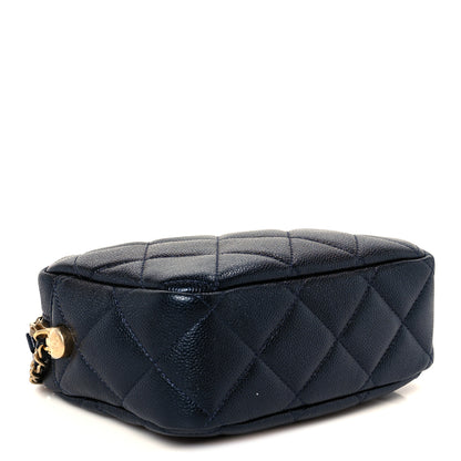 Chanel Shiny Caviar Quilted Chain Melody Camera Bag Dark Blue 4 of 10