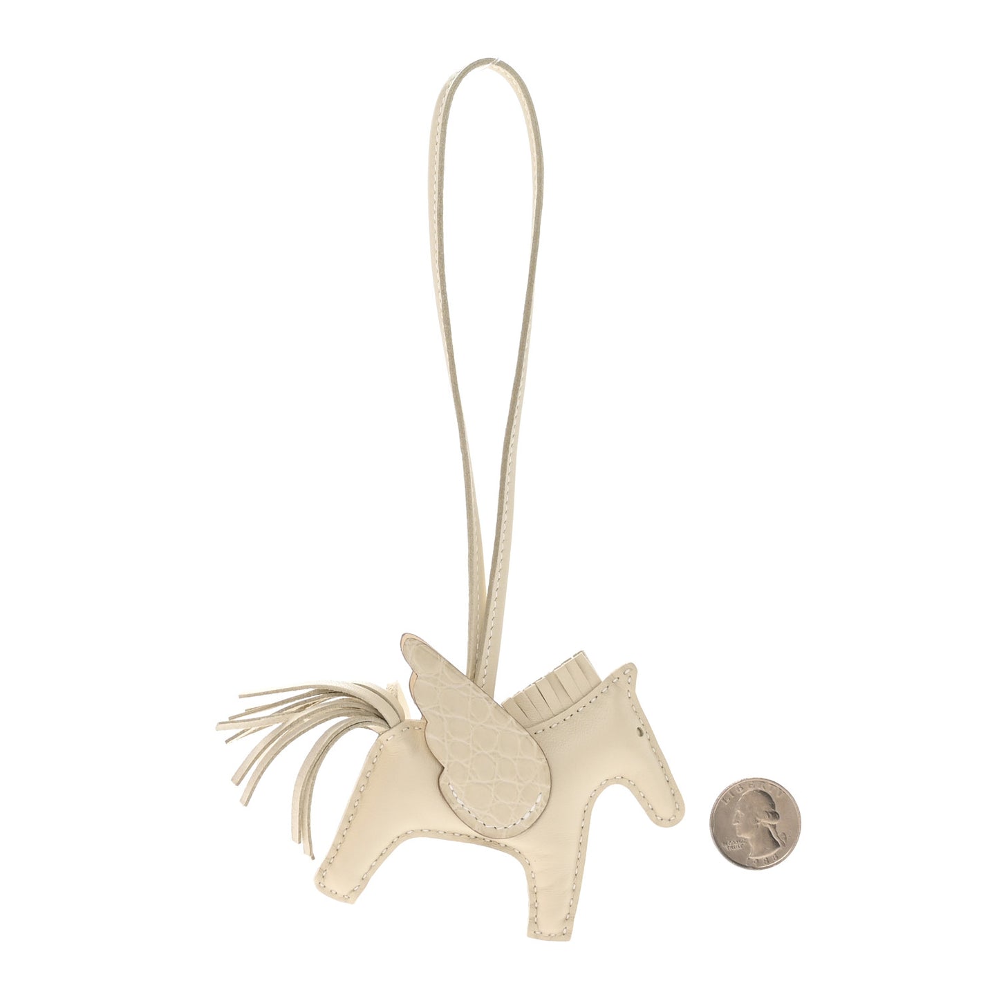 Milo Lambskin Matte Alligator Touch Grigri Rodeo Pegase Horse Bag Charm PM Craie Nata Beton