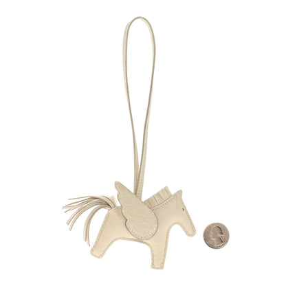 Hermes Milo Lambskin Matte Alligator Touch Grigri Rodeo Pegase Horse Bag Charm PM Craie Nata Beton 2 of 5