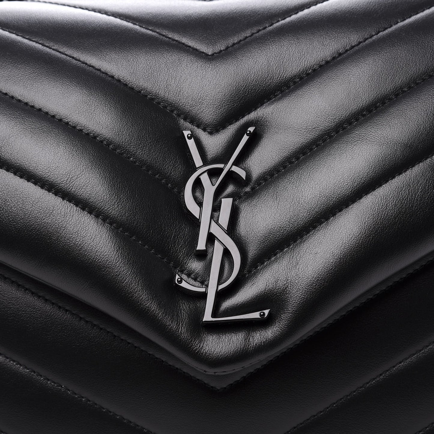 Calfskin Y Quilted Monogram Medium Loulou Chain Satchel Black