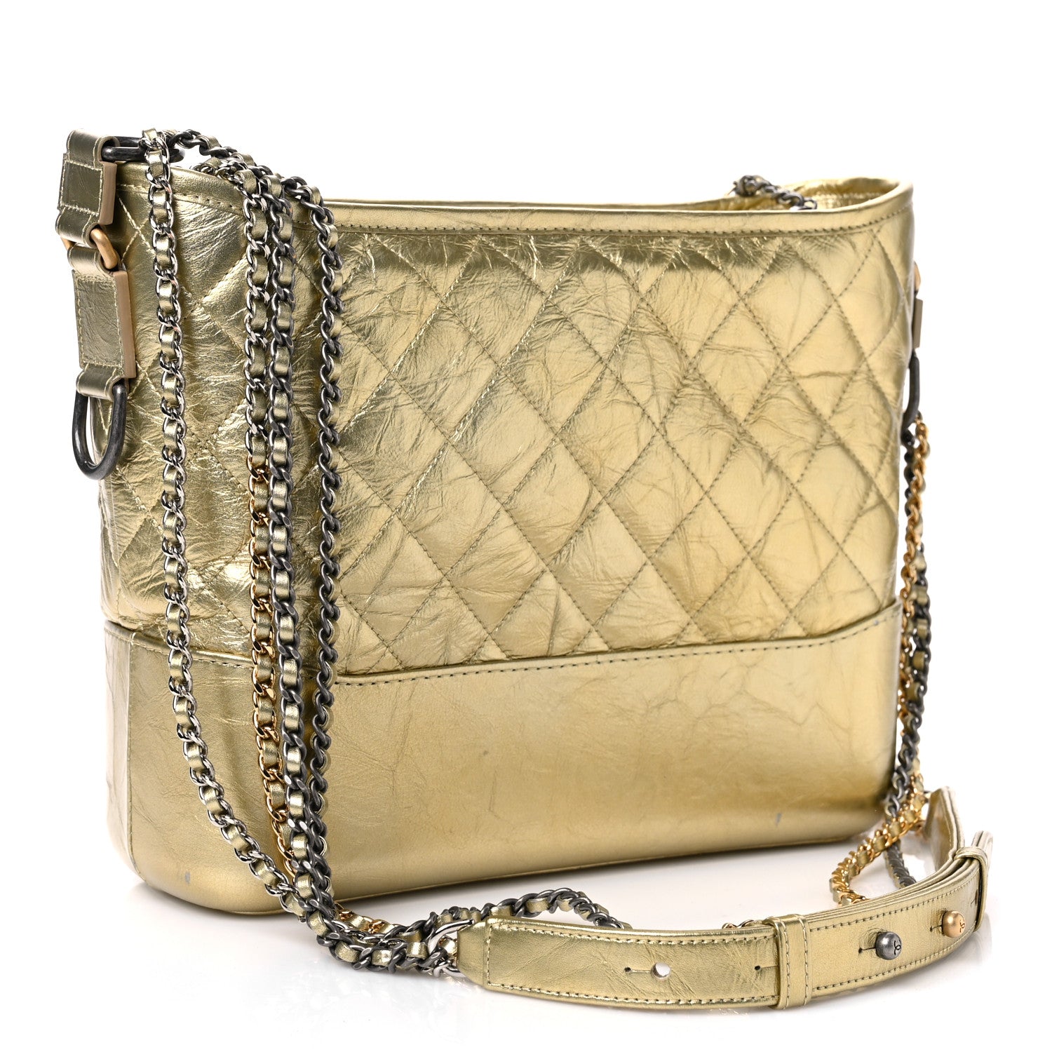 Chanel Metallic Aged Calfskin Quilted Medium Gabrielle Gold 2 of 10