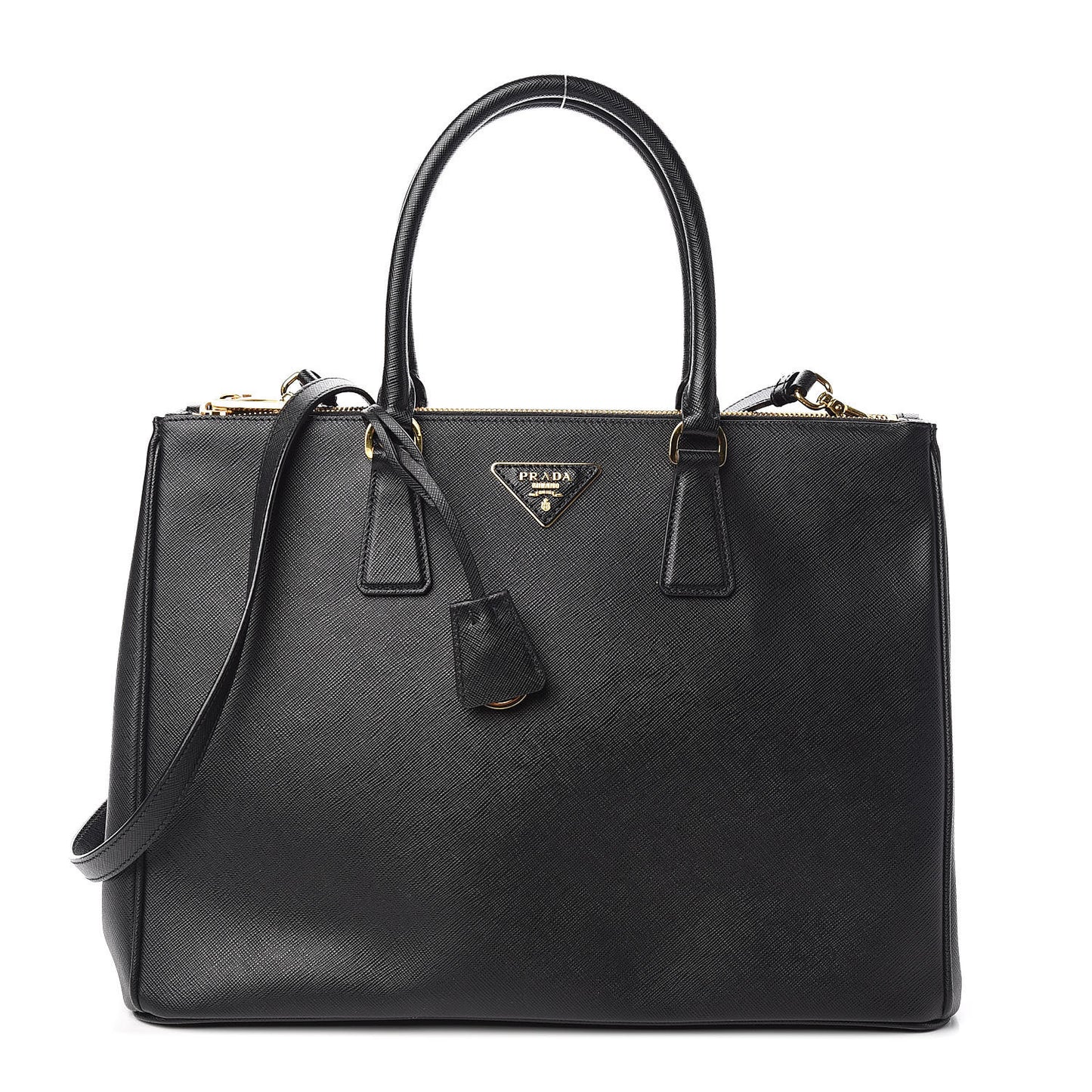 Saffiano Large Galleria Double Zip Tote Black