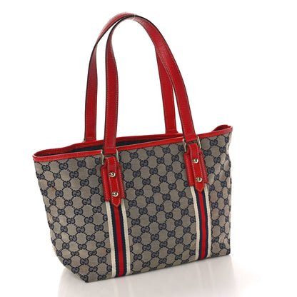 Gucci Monogram Medium Jolicoeur Tote Navy Red 3 of 14