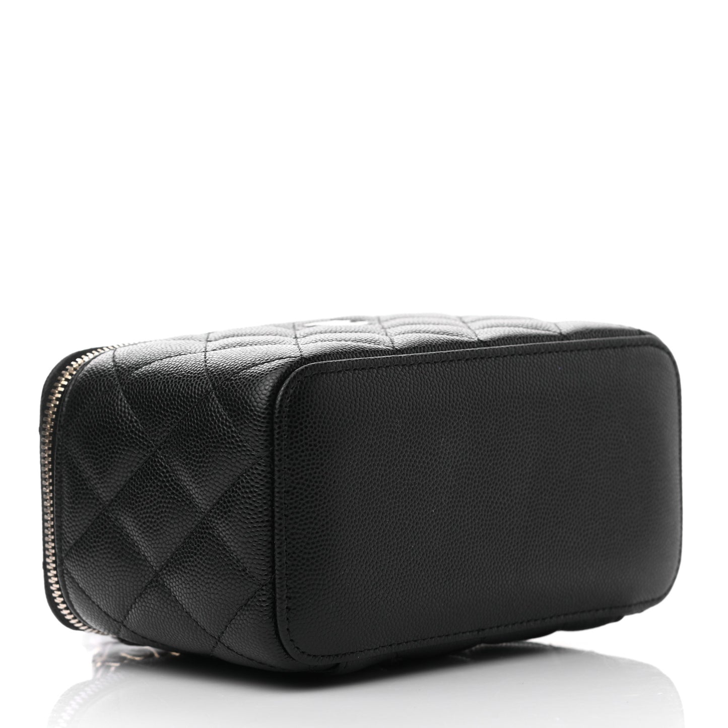 Caviar Quilted Small Vanity Case With Chain Black