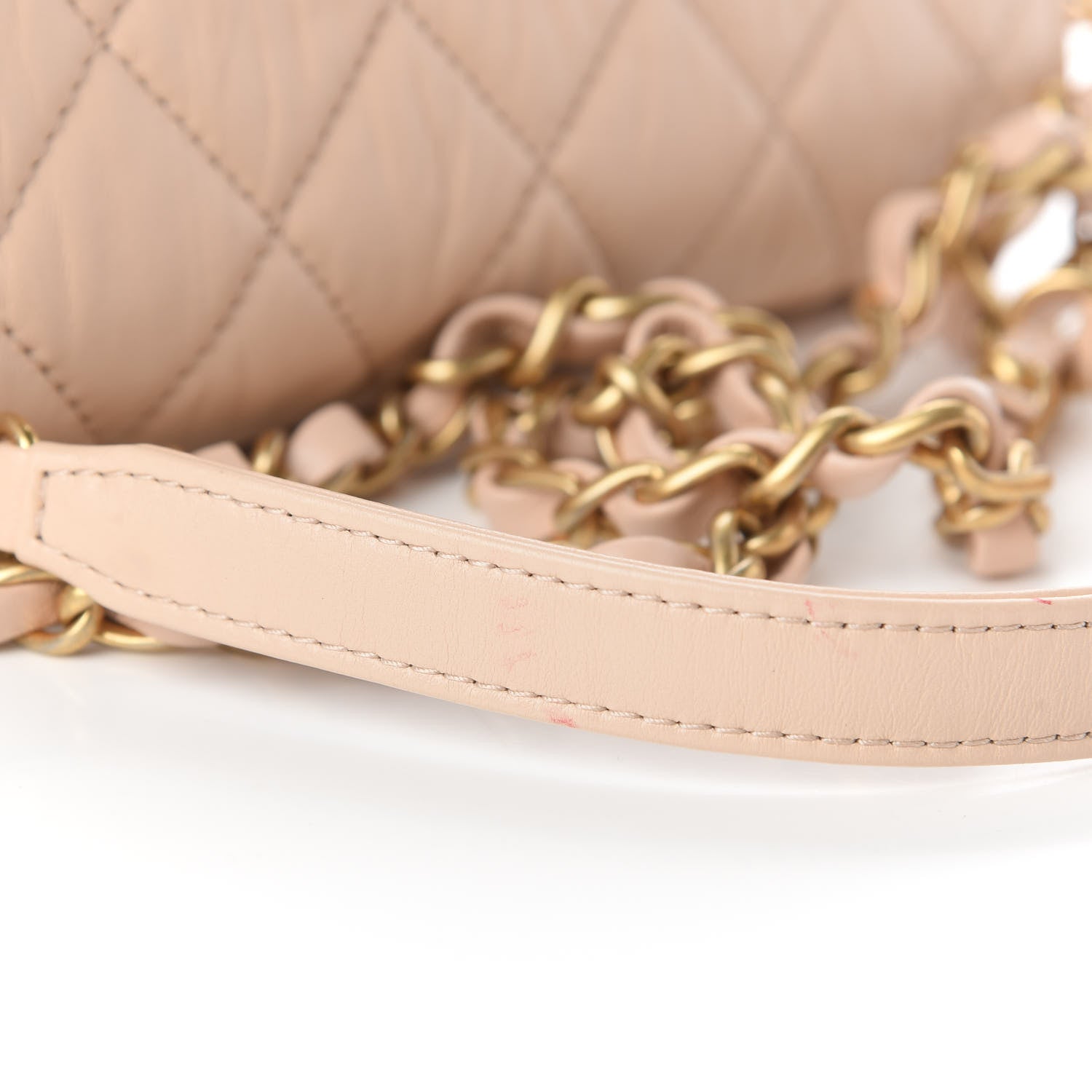 Chanel Crumpled Lambskin Quilted Mini CC Links Top Handle Flap Beige 9 of 9