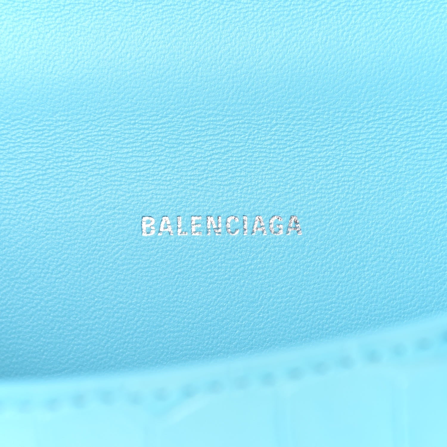 Balenciaga Shiny Calfskin Crocodile Embossed Hourglass Top Handle Bag XS Azur 8 of 11