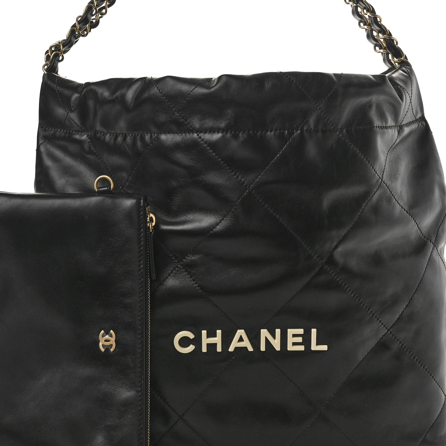 Shiny Calfskin Quilted Small Chanel 22 Black