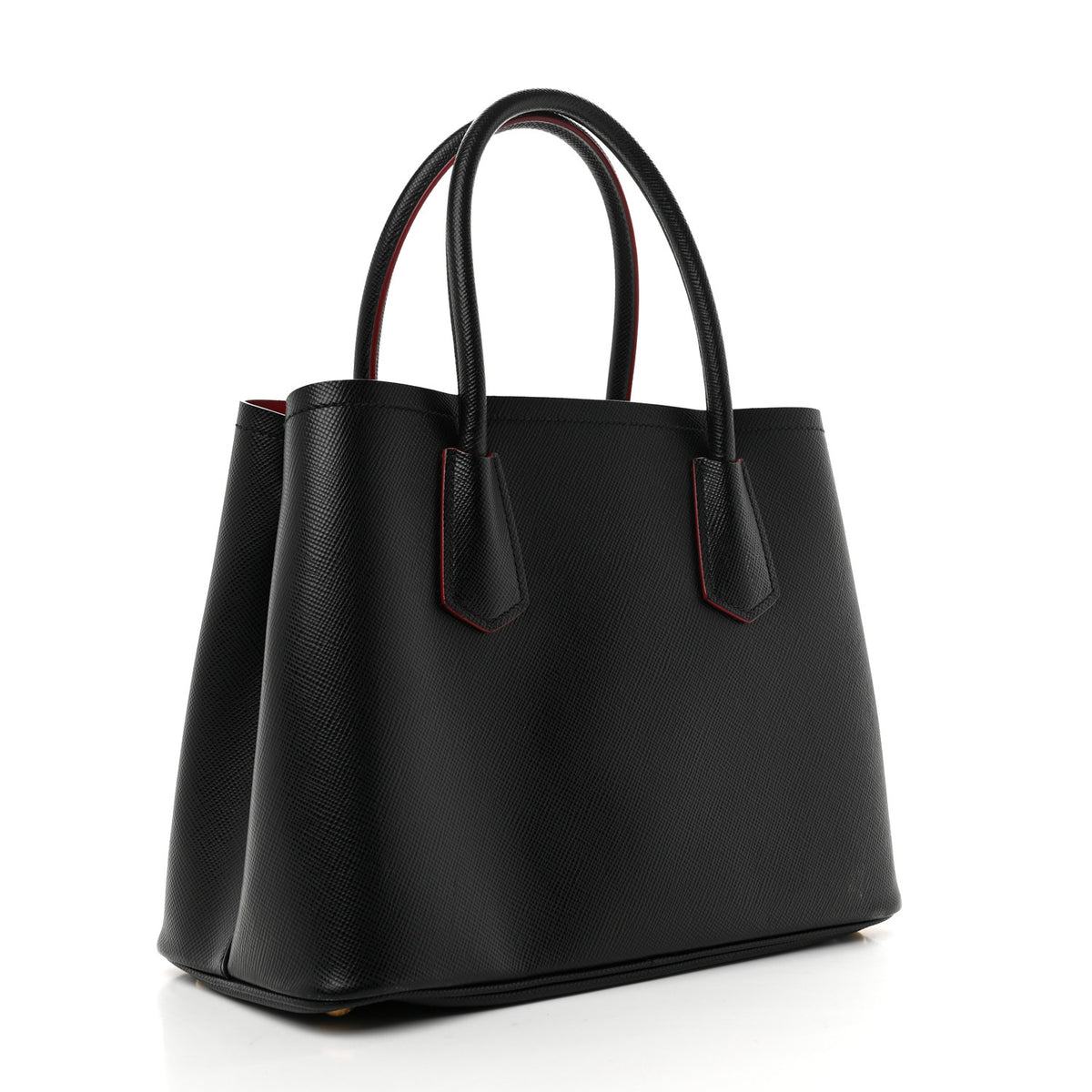Prada Saffiano Cuir Small Double Bag Black Fuoco 3 of 10