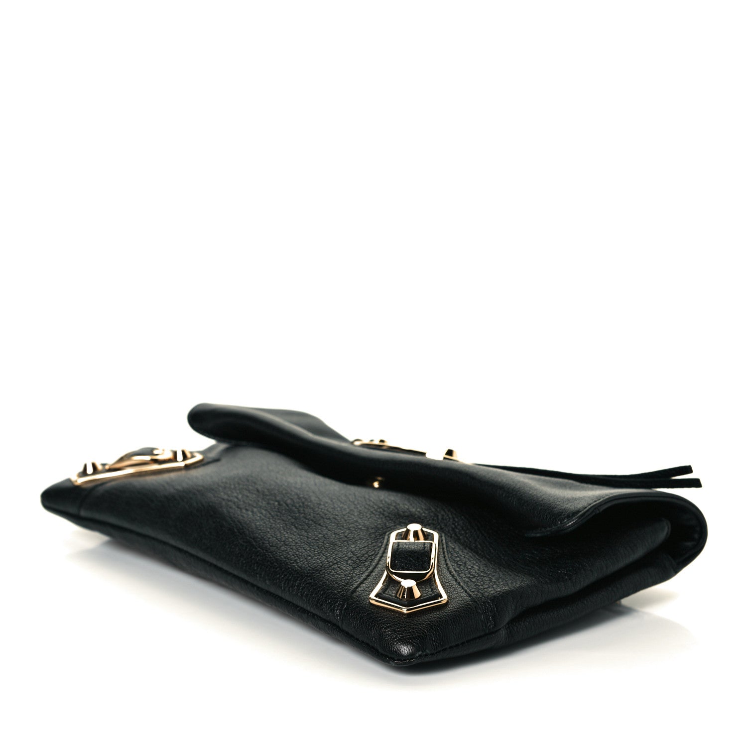 Balenciaga Chevre Gold Metallic Edge Hardware Envelope Clutch Black 6 of 7