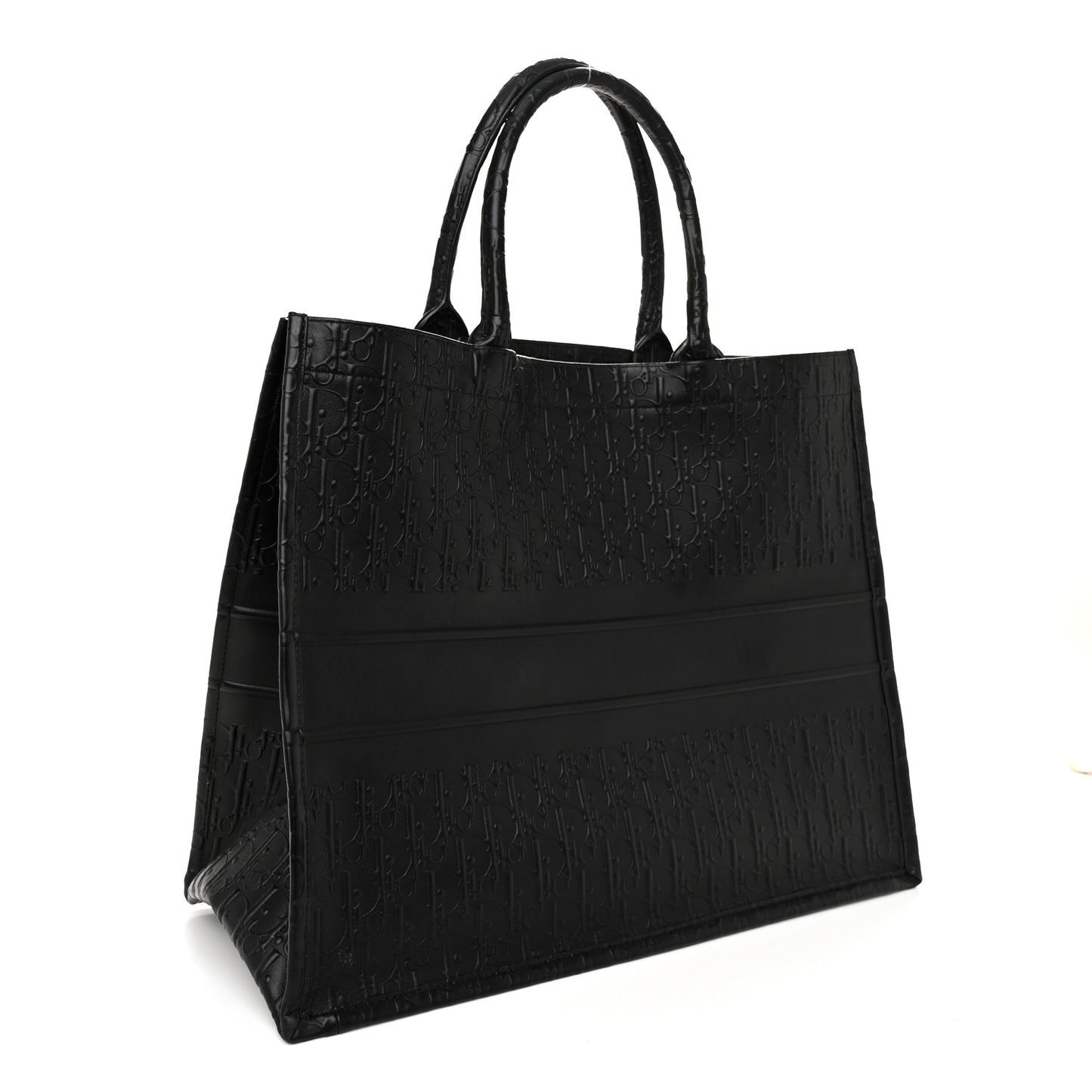 Oblique Calfskin Embossed Large Book Tote Black