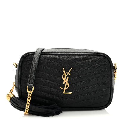 Saint Laurent Grain De Poudre Matelasse Monogram Mini Lou Camera Bag Black 1 of 8