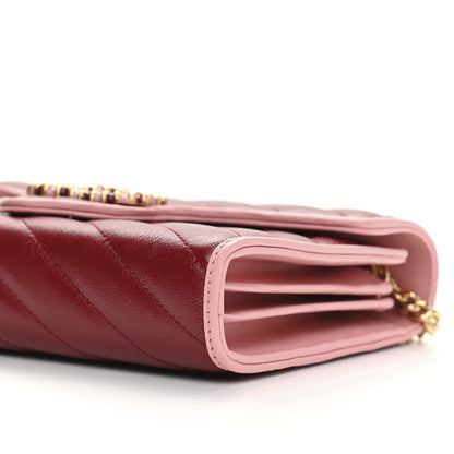 Gucci Azalea Calfskin Enamel Matelasse Diagonal Torchon GG Marmont Chain Wallet New Cherry Red Wild Rose 10 of 11