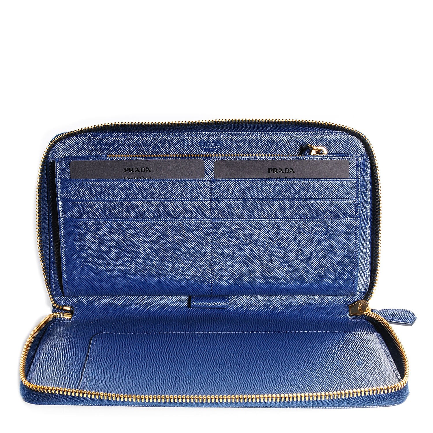 Prada Saffiano Metal Zip Around Organizer Wallet Bleuette 5 of 9