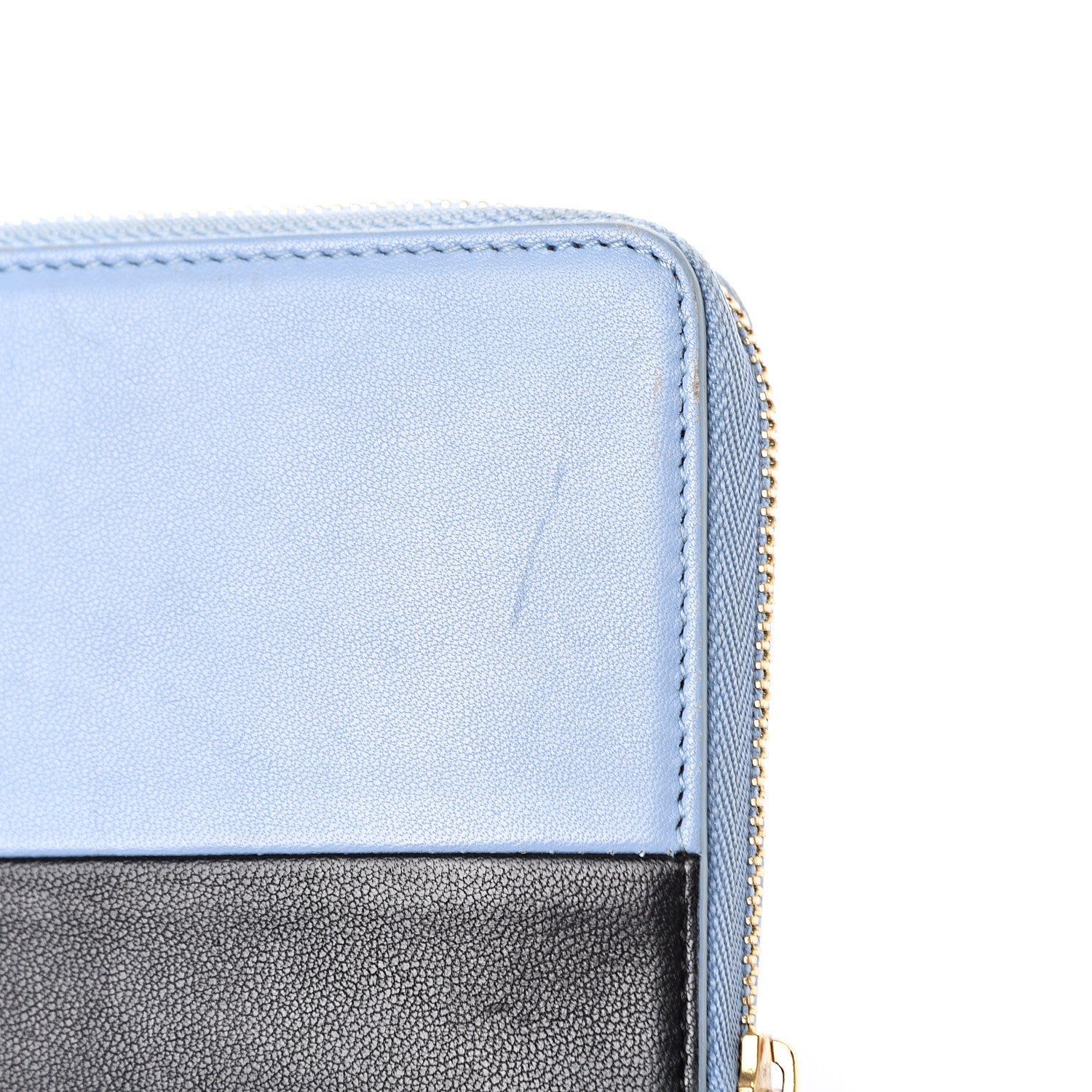 Celine Lambskin Large Zip Around Multifunction Wallet Blue Lavender 11 of 12