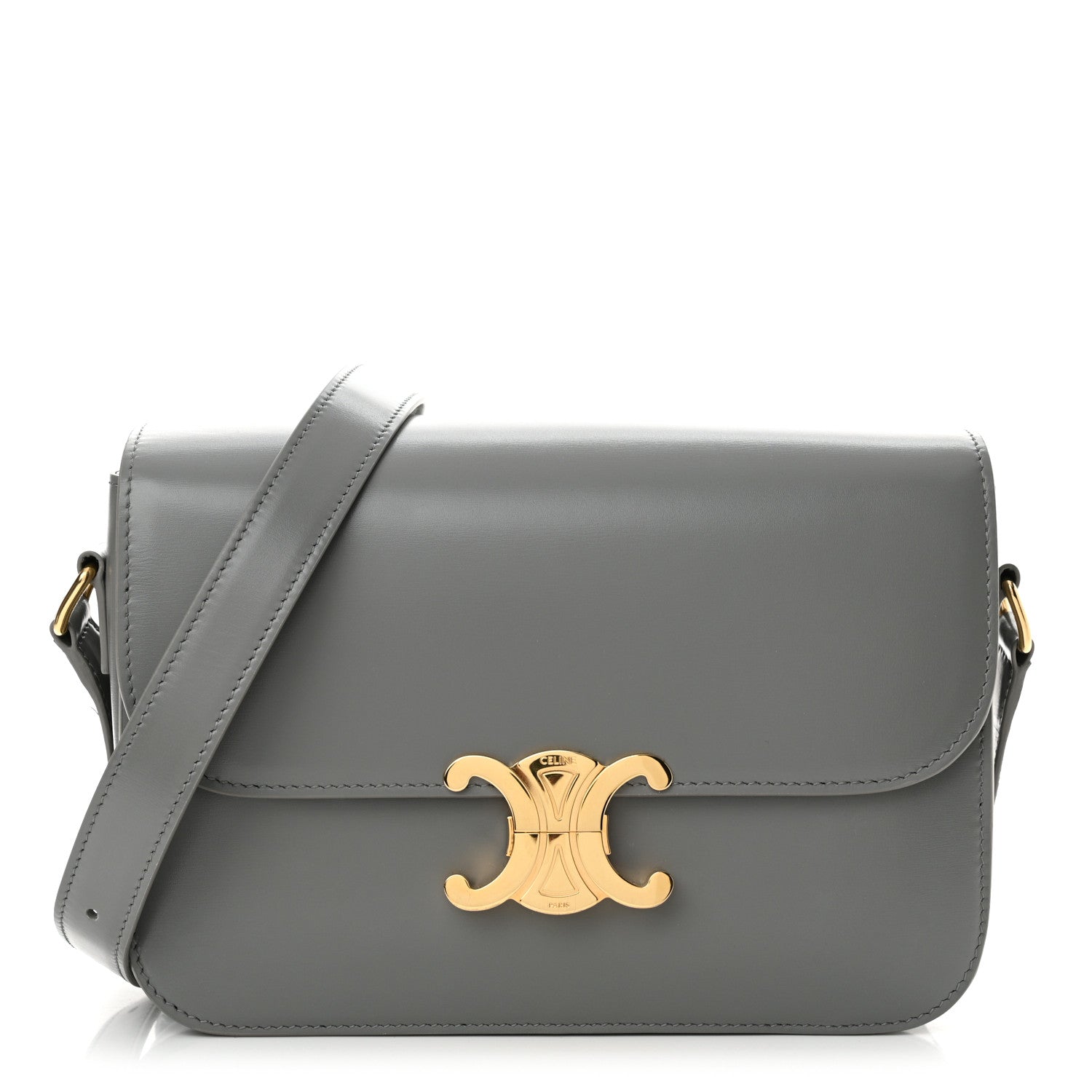 Celine Shiny Calfskin Medium Triomphe Zinc 1 of 12