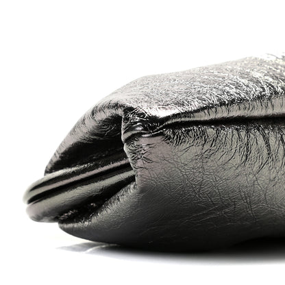 Balenciaga Metallic Textured Calfskin Logo Cloud Clutch XS Black 4 of 8