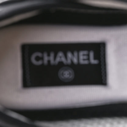 Chanel Fabric Suede CC Sneakers 38 Black Dark Grey 7 of 10