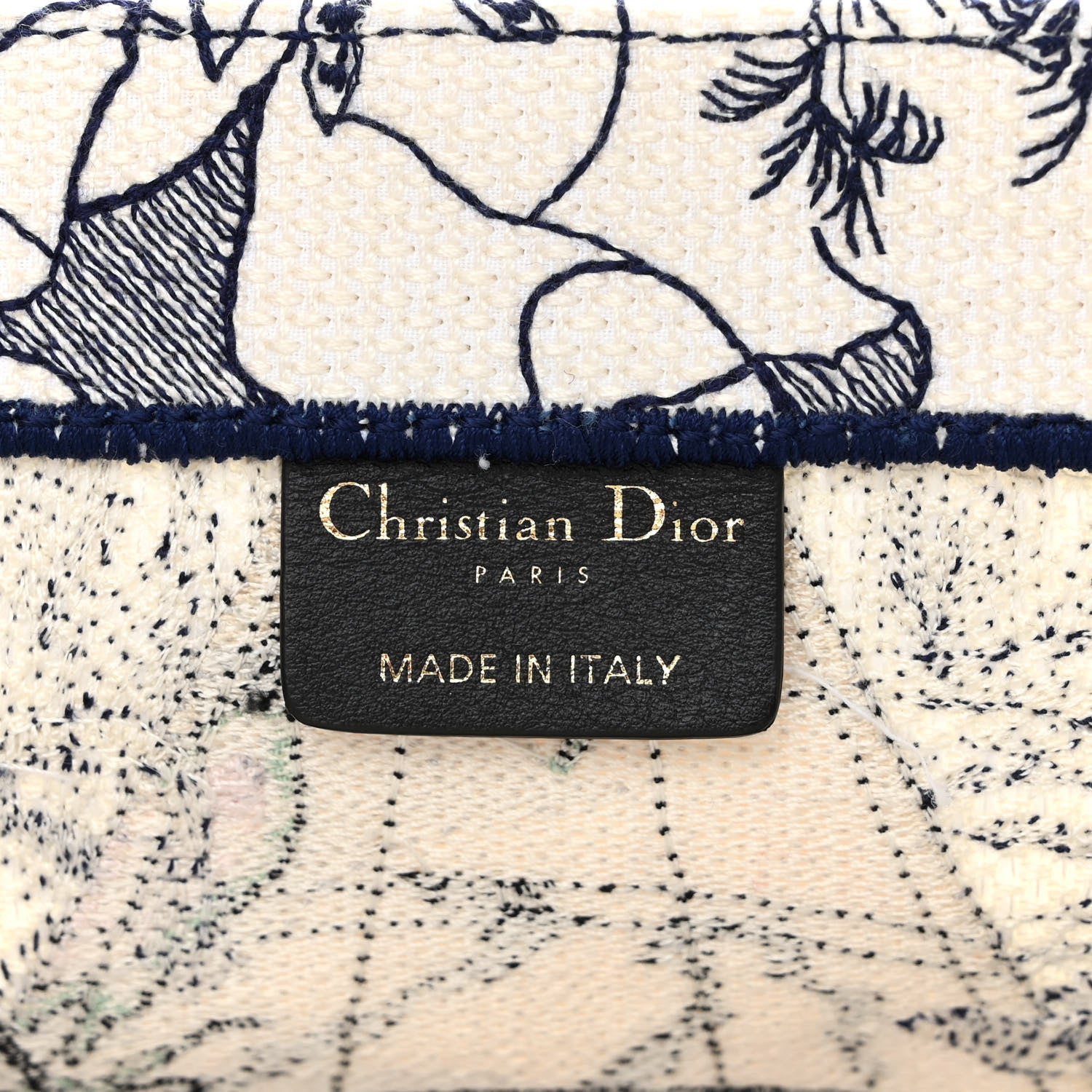 Christian Dior Canvas Embroidered Large Around The World Book Tote Blue 6 of 14