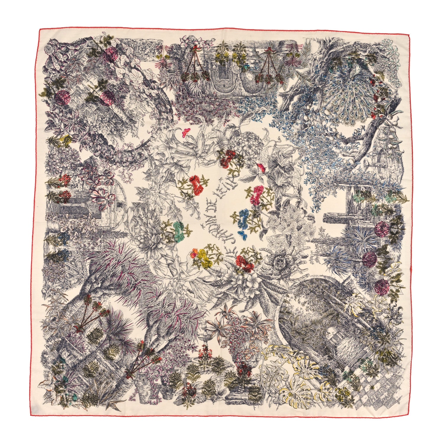 Hermes Cashmere Silk Le Jardin De Leila Au Bloc Shawl 140 1 of 4