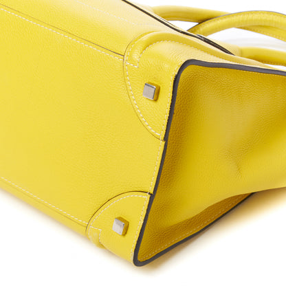 Celine Drummed Calfskin Mini Luggage Citron 5 of 9