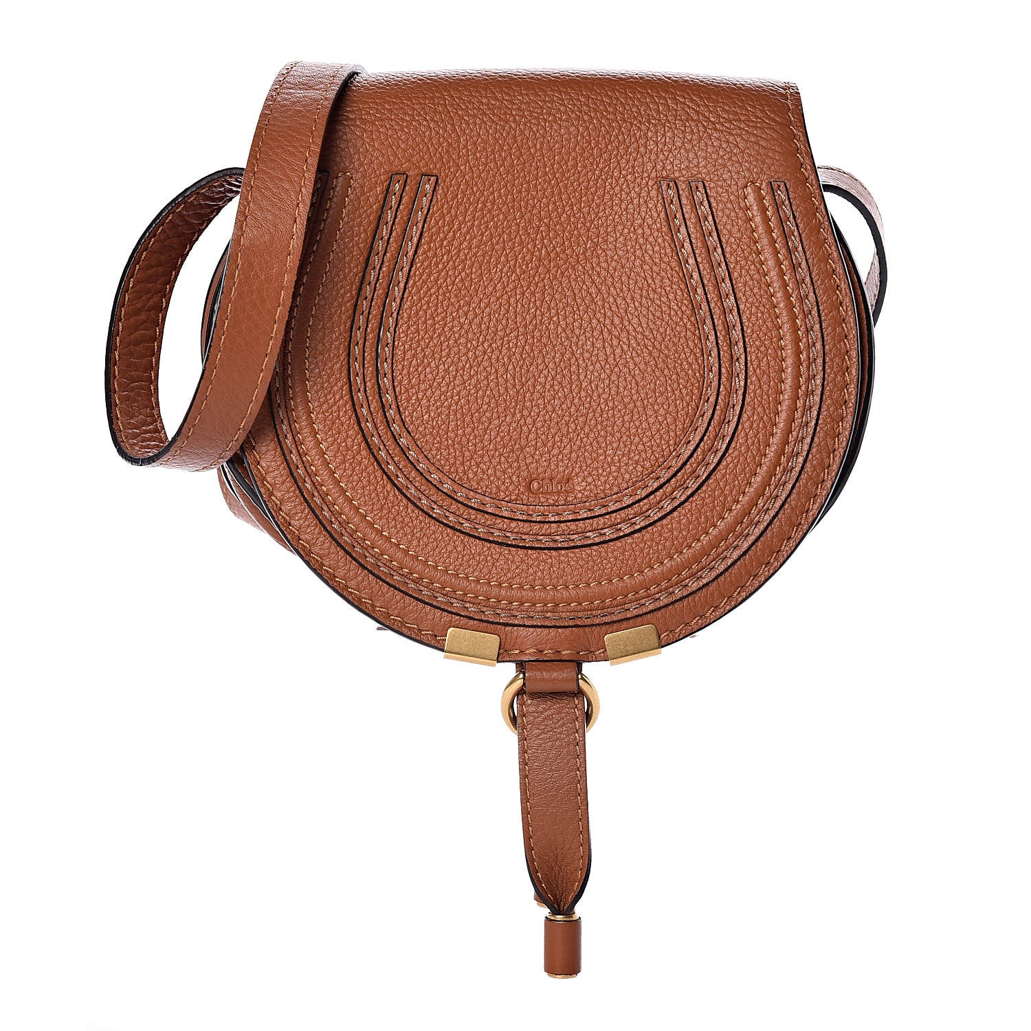 Chloe Calfskin Mini Marcie Round Crossbody Bag Mustard Brown 1 of 9