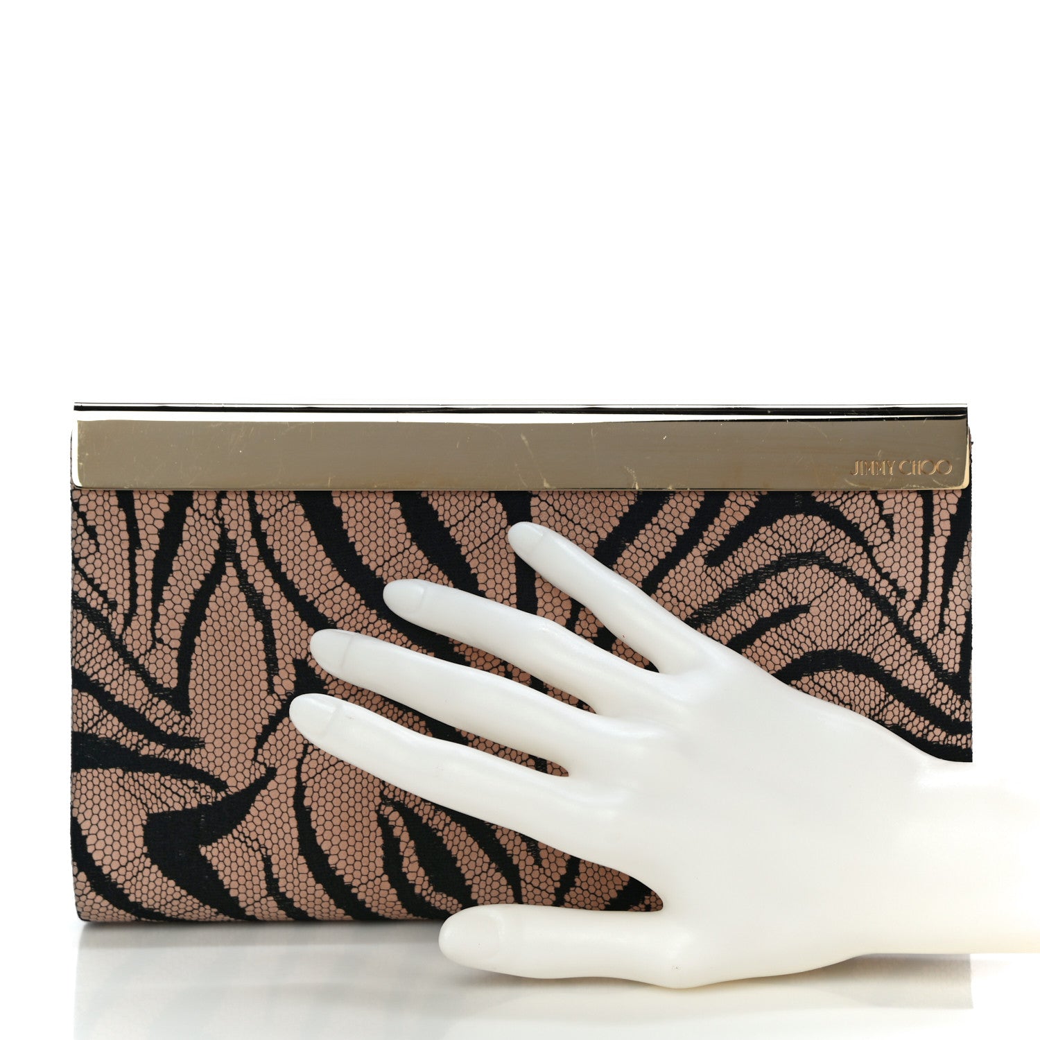 Jimmy Choo Suede Lace Zebra Print Cayla Clutch Vintage Rose 2 of 11