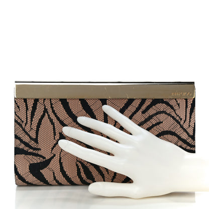 Jimmy Choo Suede Lace Zebra Print Cayla Clutch Vintage Rose 2 of 11