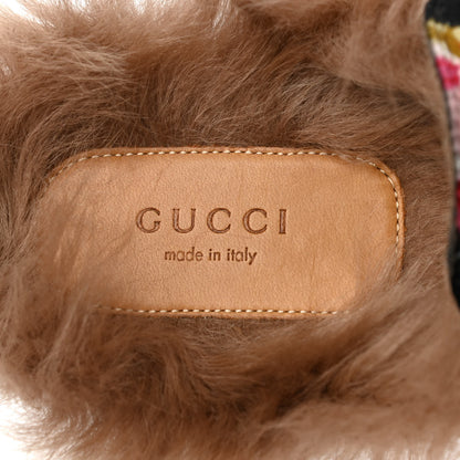 Gucci Velvet Fur Floral Womens Princetown Slippers 37 Black 7 of 7