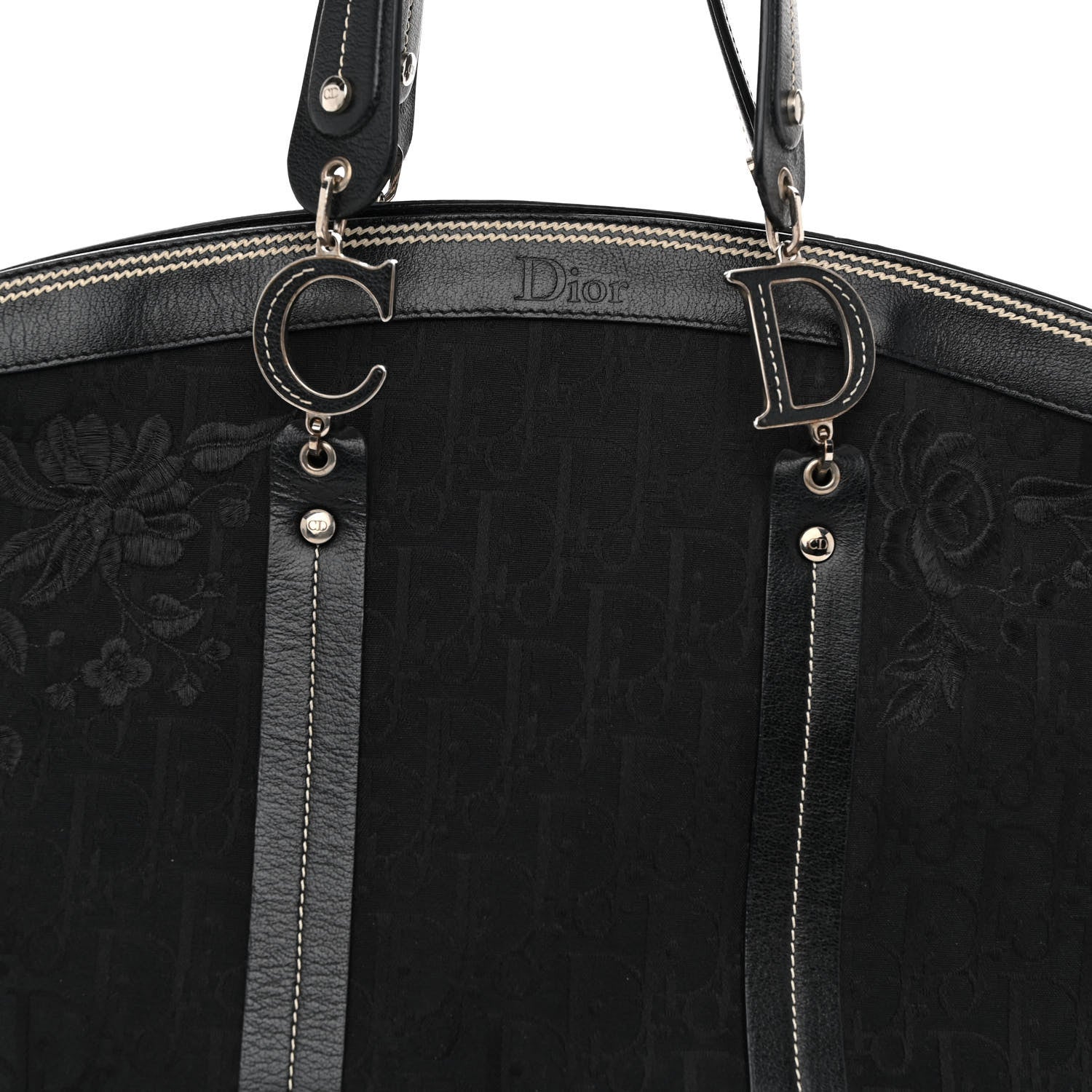 Christian Dior Monogram Vintage Flowers Dome Bag Black 8 of 14