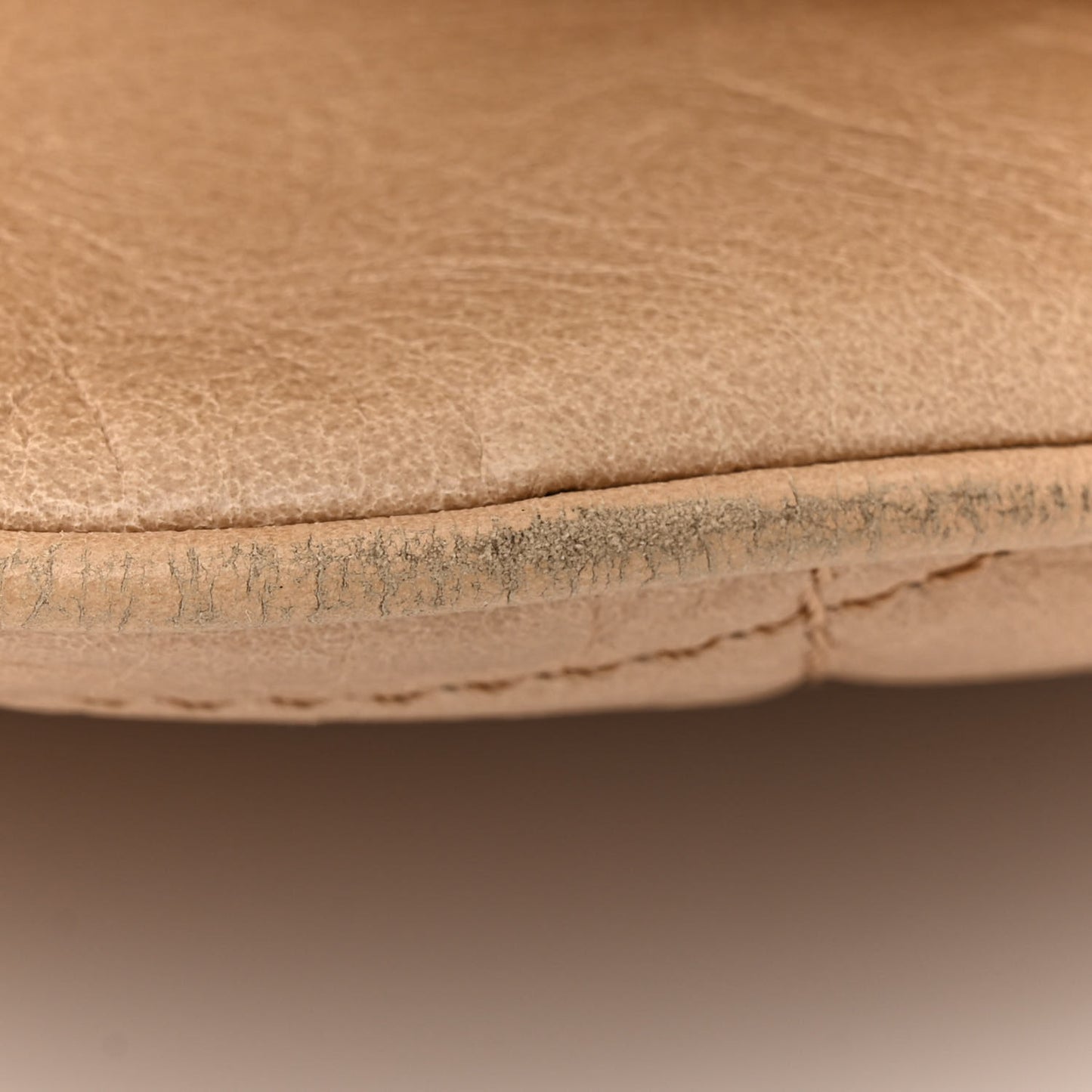 Glazed Calfskin Quilted Medium Bubble CC Flap Beige
