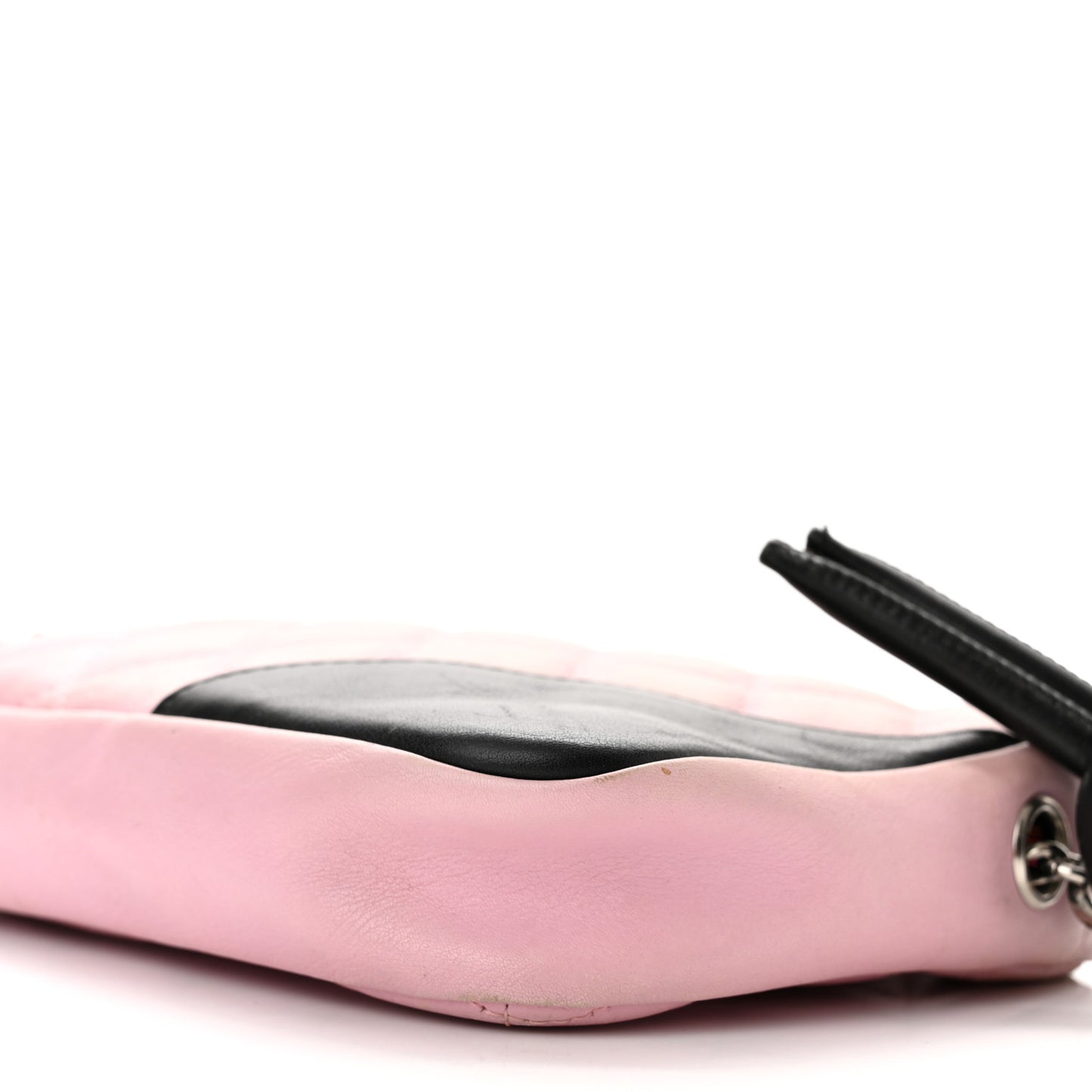 Calfskin Quilted Cambon Pochette Pink Black
