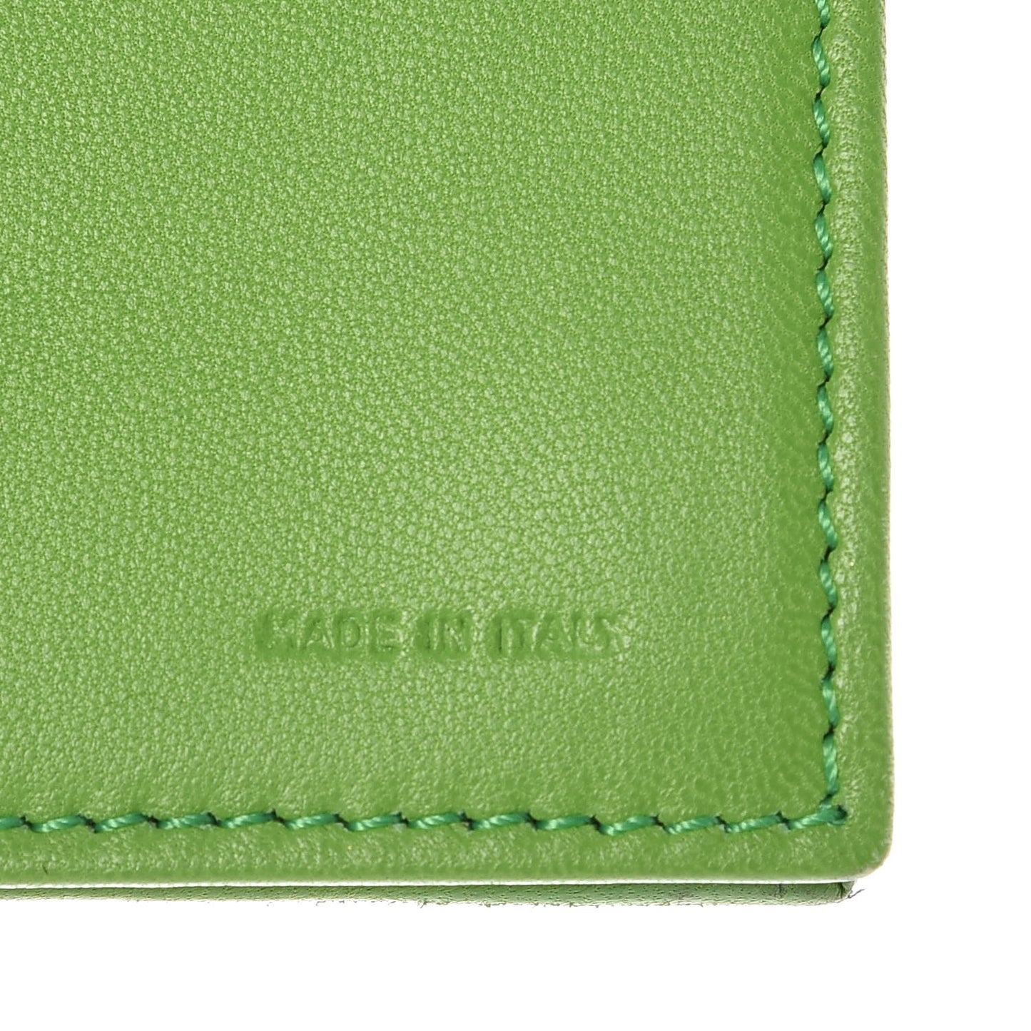Nappa Logo Embossed Long Wallet On Chain Green