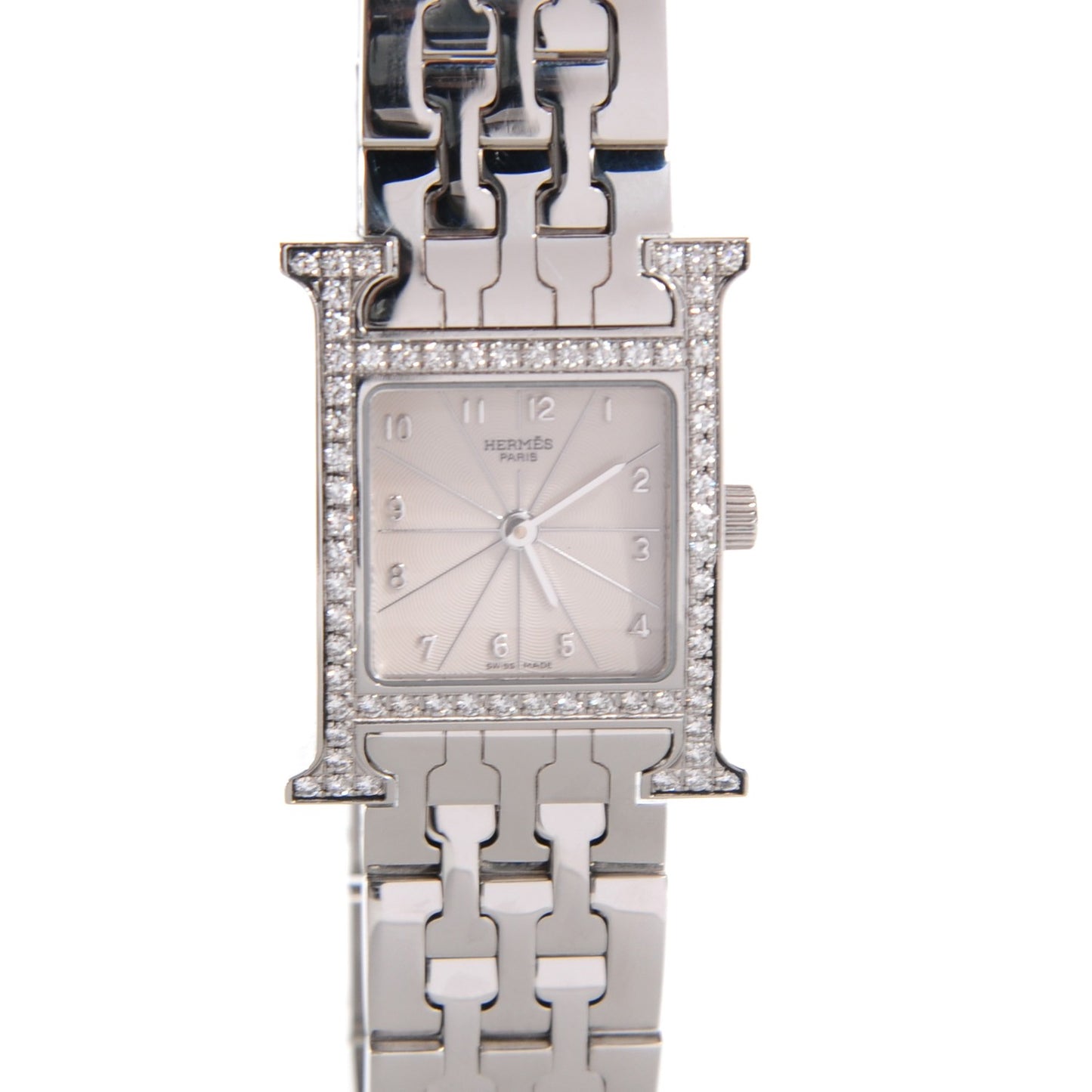 Stainless Steel Diamond Bezel 21mm Heure H Hour Quartz Watch