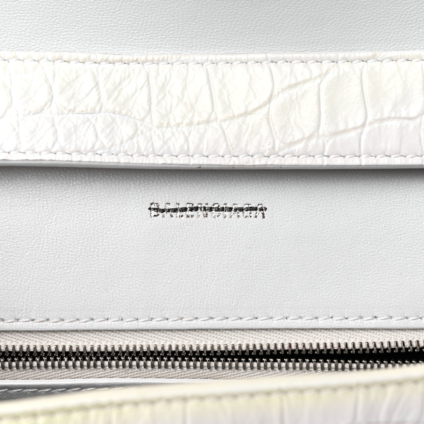 Extra Supple Calfskin Crocodile Embossed XS Downtown Shoulder Bag White