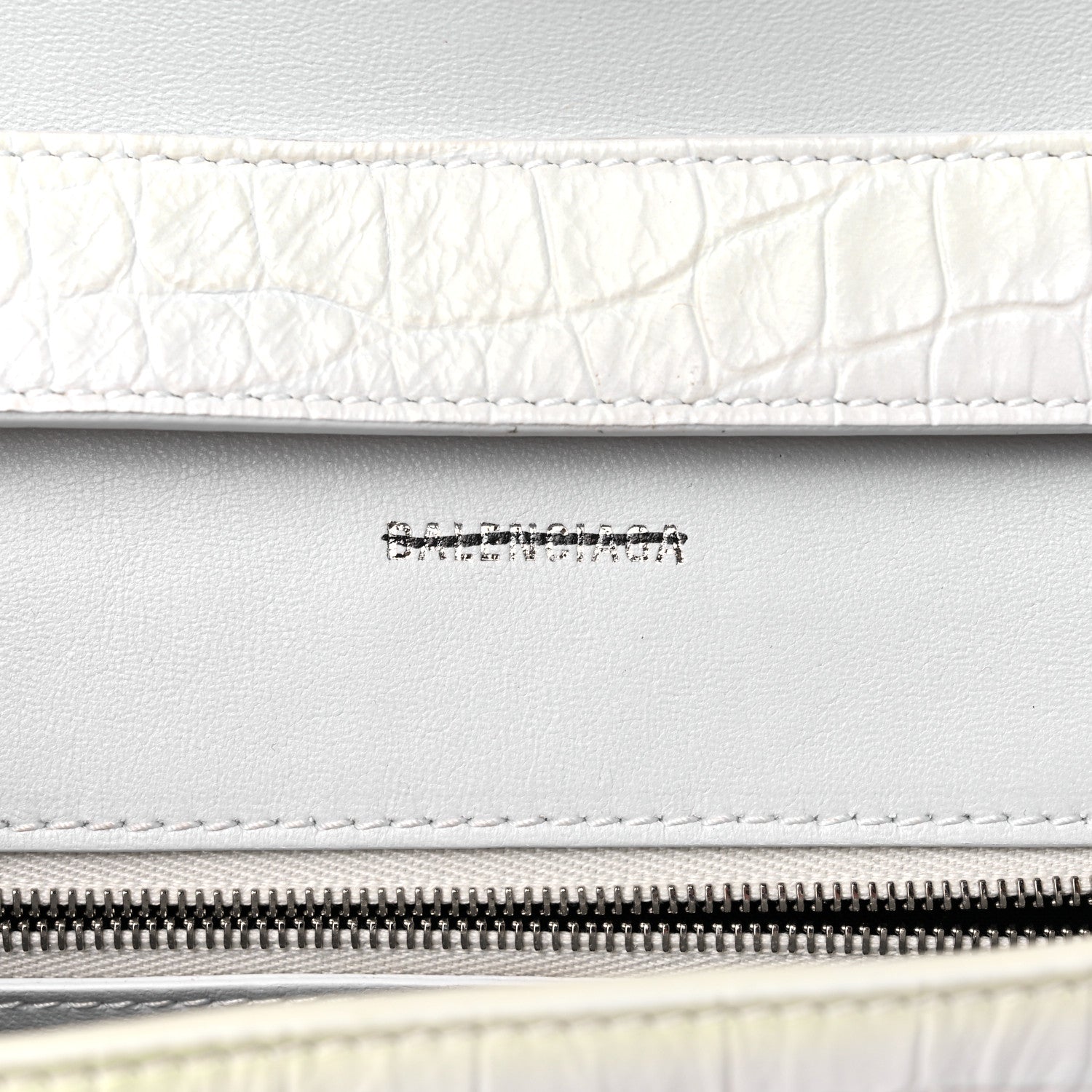 Balenciaga Extra Supple Calfskin Crocodile Embossed XS Downtown Shoulder Bag White 6 of 21