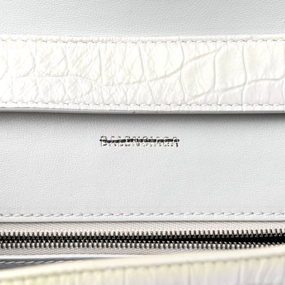 Balenciaga Extra Supple Calfskin Crocodile Embossed XS Downtown Shoulder Bag White 6 of 21