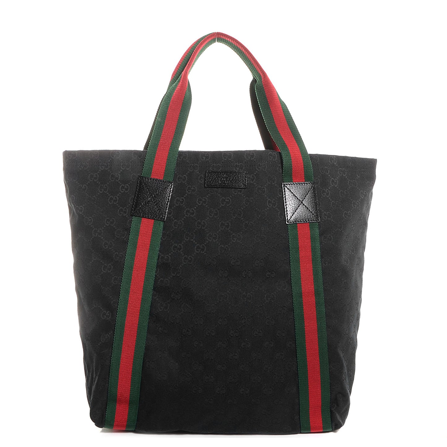 GG Monogram Medium Web Handle Vertical Tote Black