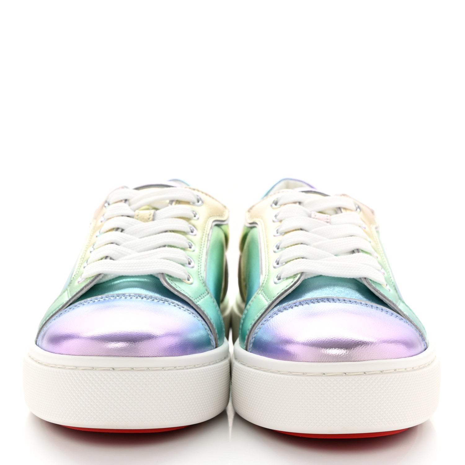 Christian Louboutin Metallic Calfskin Flat Sneakers 36.5 White Multicolor 2 of 9