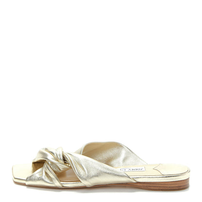 Jimmy Choo Metallic Nappa Narisa Flat Sandals 38.5 Champagne 1 of 10