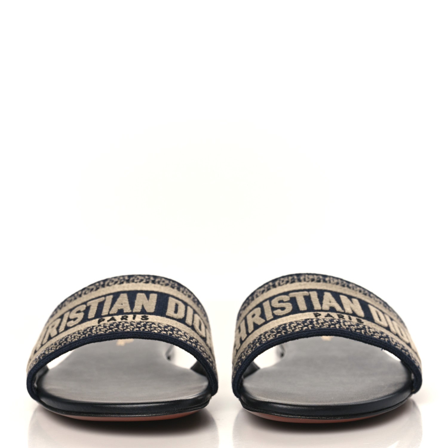 Christian Dior Canvas Embroidered Dway Mules Slide Sandals 41 Deep Blue 2 of 9