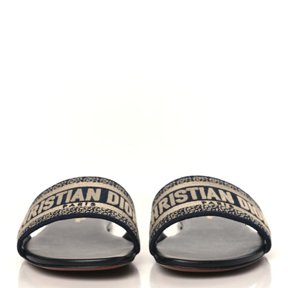 Christian Dior Canvas Embroidered Dway Mules Slide Sandals 41 Deep Blue 2 of 9