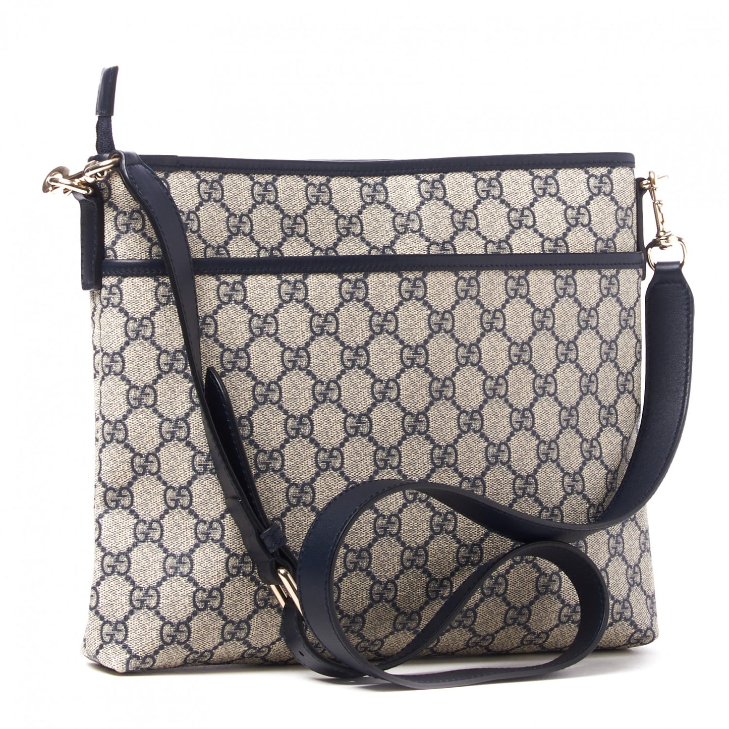 GG Plus Monogram Medium Flat Messenger Bag Navy