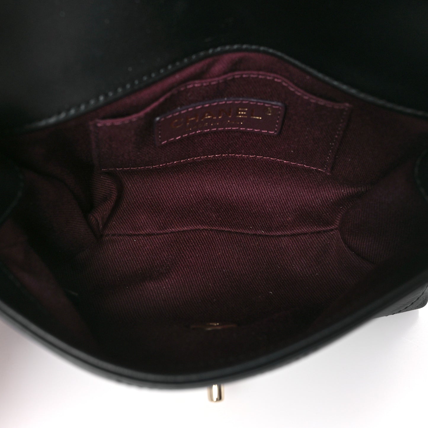 Calfskin Chevron Stitched Coco Waist Bag Black